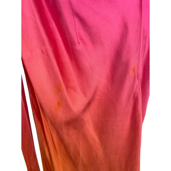 Retrofete Jagger Halter Silk Dress Satin Formal Party Gala Pink Lime Ombre Small - Picture 12 of 14